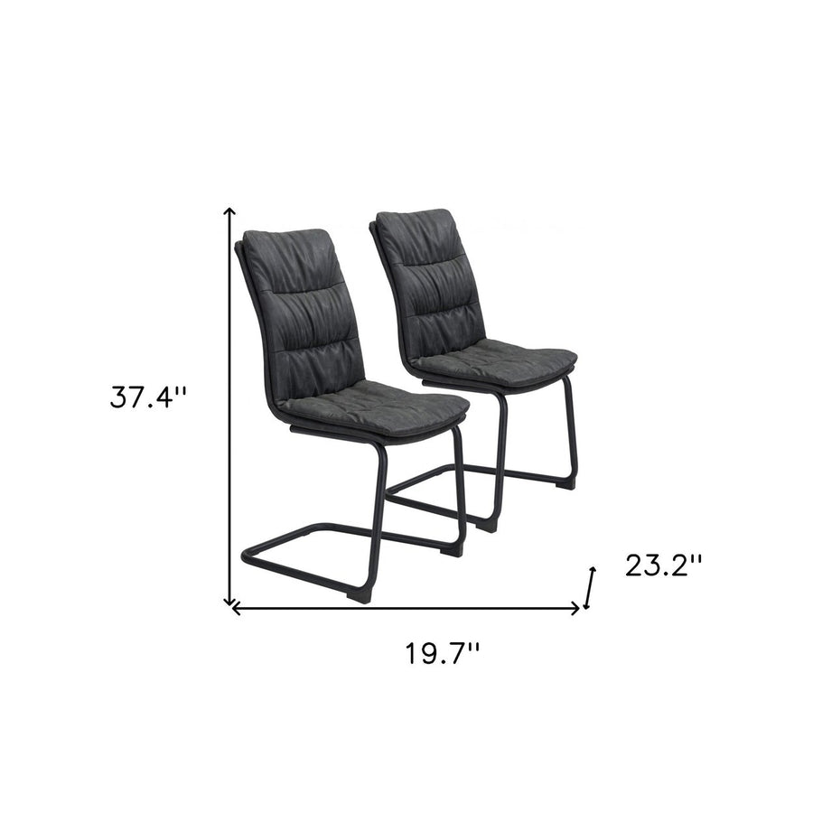 Set Of 2 Black Solid Back Dining Chairs Image 1