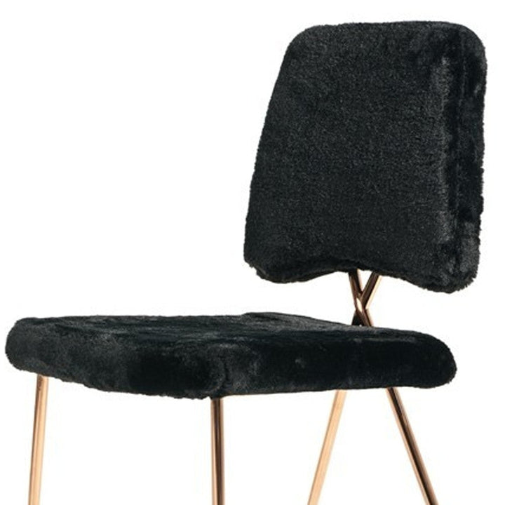 Set Of 2 Gold Black Fabric Solid Back Dining Chairs Image 9