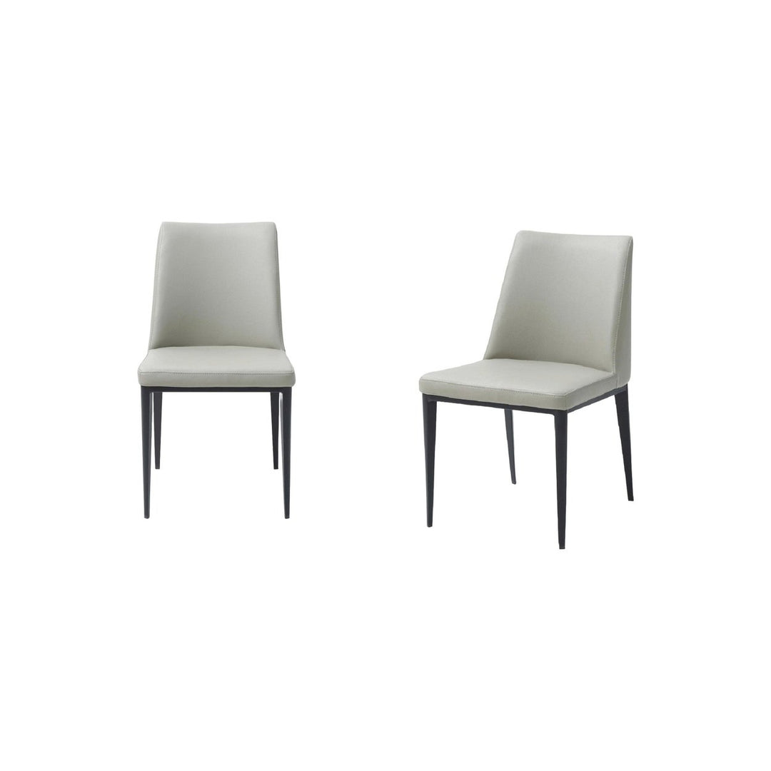 Set Of 2 Light Grey Faux Leather And Metal Dining Chairs Image 8