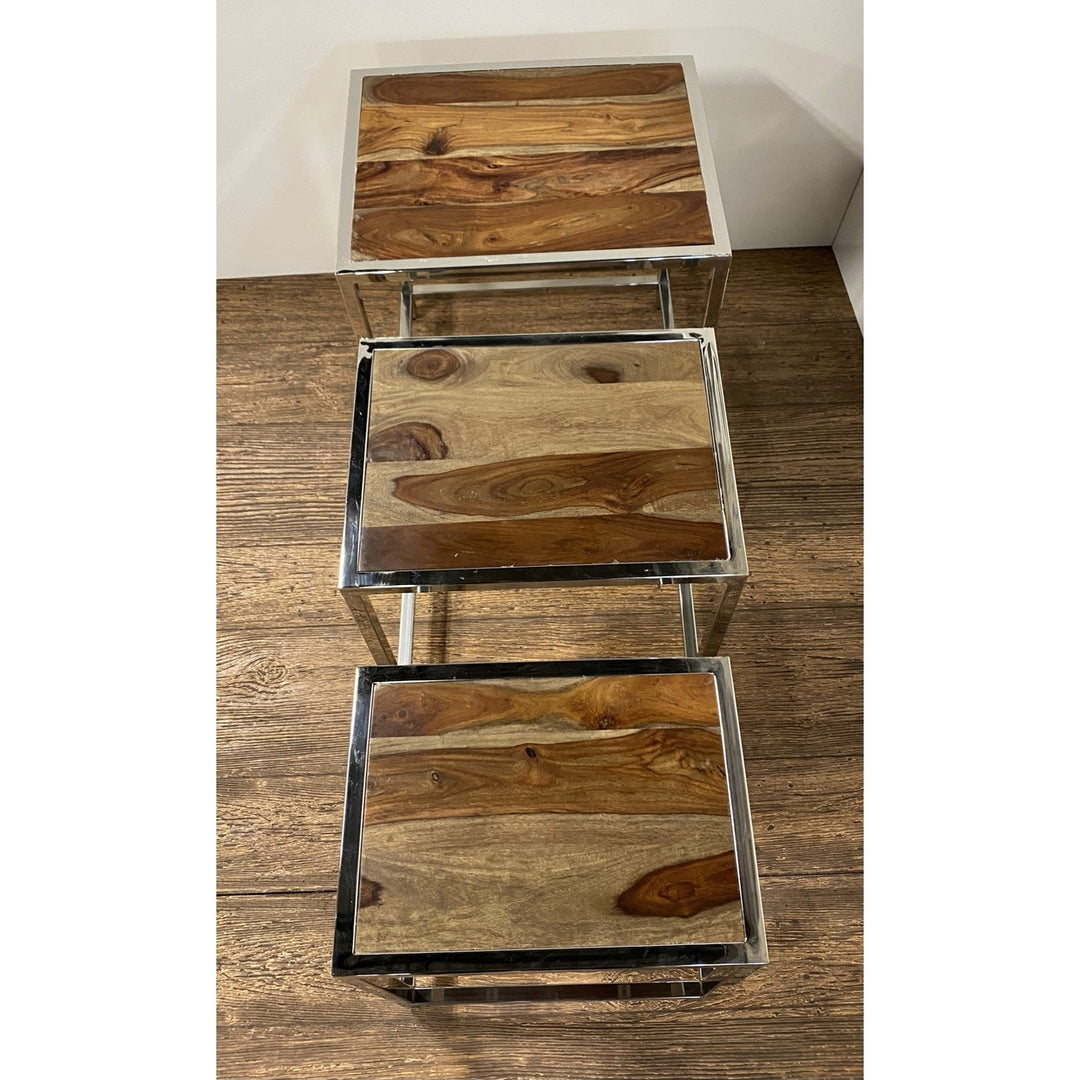 Set Of 3 Modern Rustic Nesting Tables Image 1