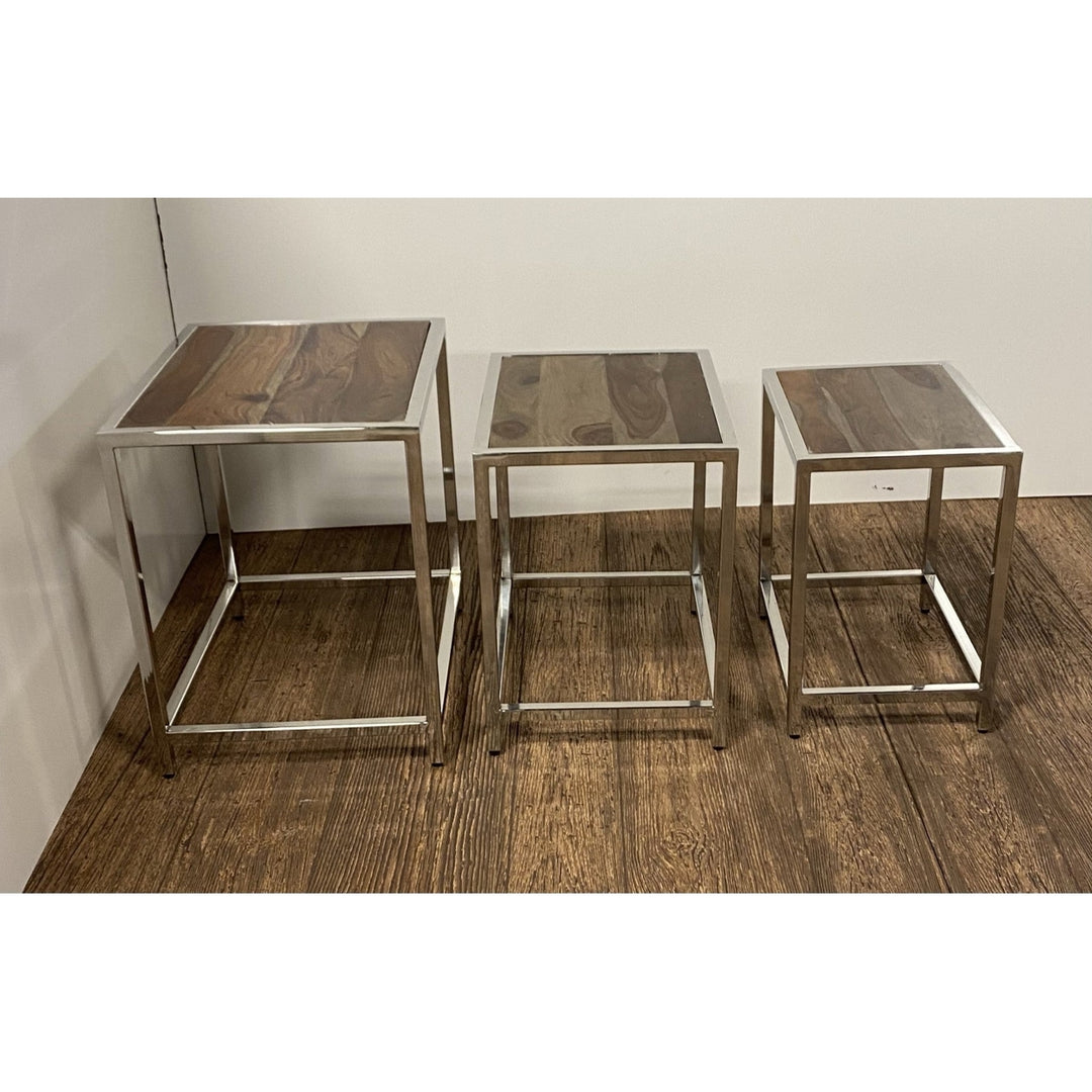 Set Of 3 Modern Rustic Nesting Tables Image 3