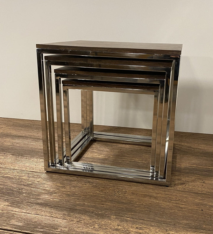 Set Of 4 Modern Rustic Nesting Accent Tables Image 1