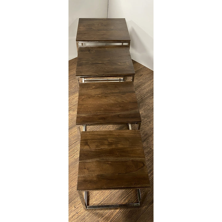 Set Of 4 Modern Rustic Nesting Accent Tables Image 4