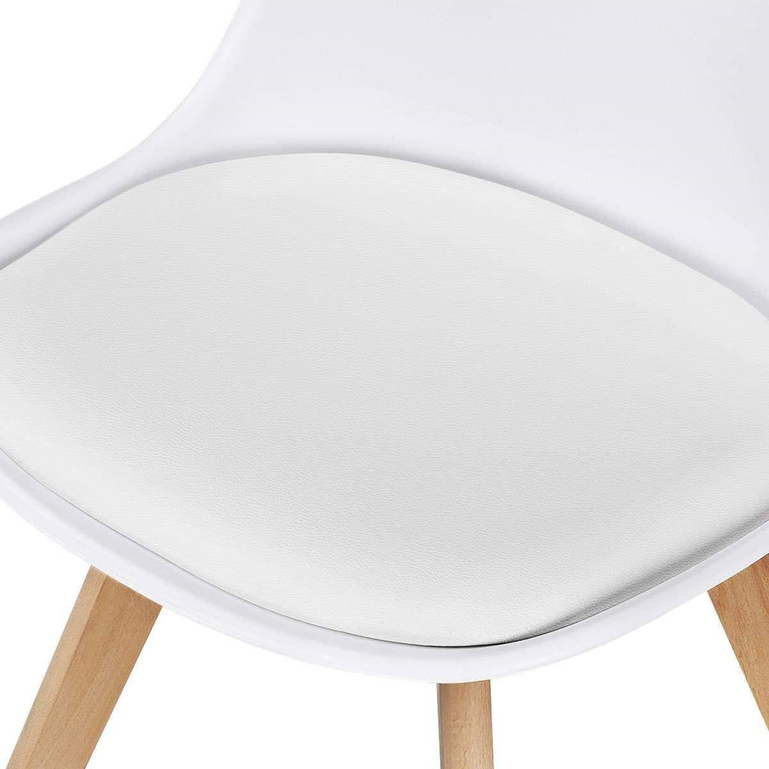 Set of 4 Modern White Shell Dining Chair Upholstered Padded Seat w/ Beechwood Legs Image 3