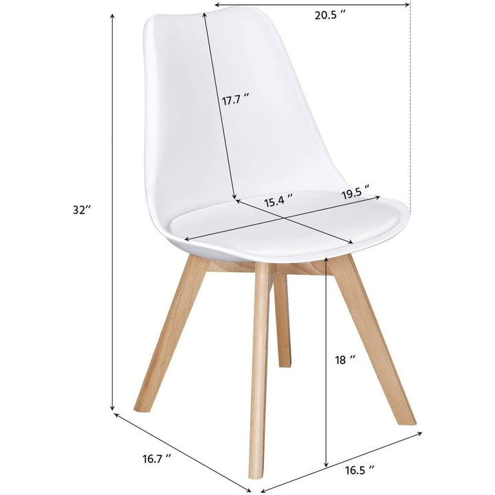 Set of 4 Modern White Shell Dining Chair Upholstered Padded Seat w/ Beechwood Legs Image 4