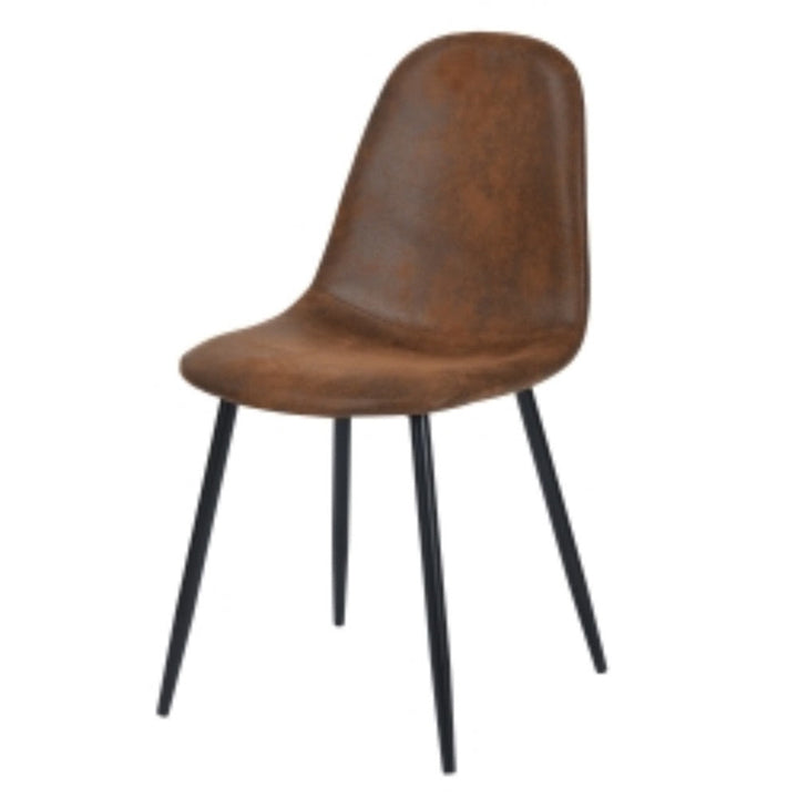 Set Of Four Brown And Black Upholstered Faux Leather Dining Chairs Image 3