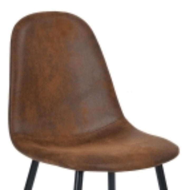 Set Of Four Brown And Black Upholstered Faux Leather Dining Chairs Image 4