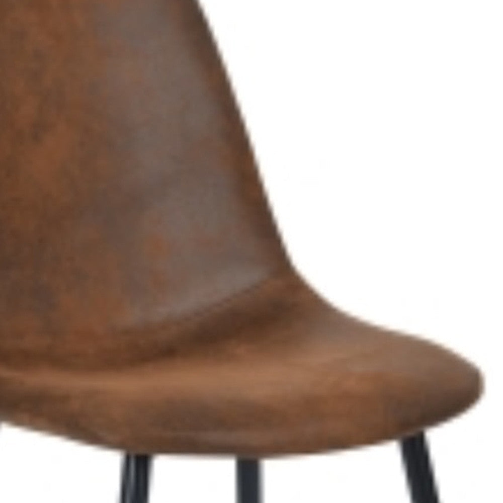 Set Of Four Brown And Black Upholstered Faux Leather Dining Chairs Image 5