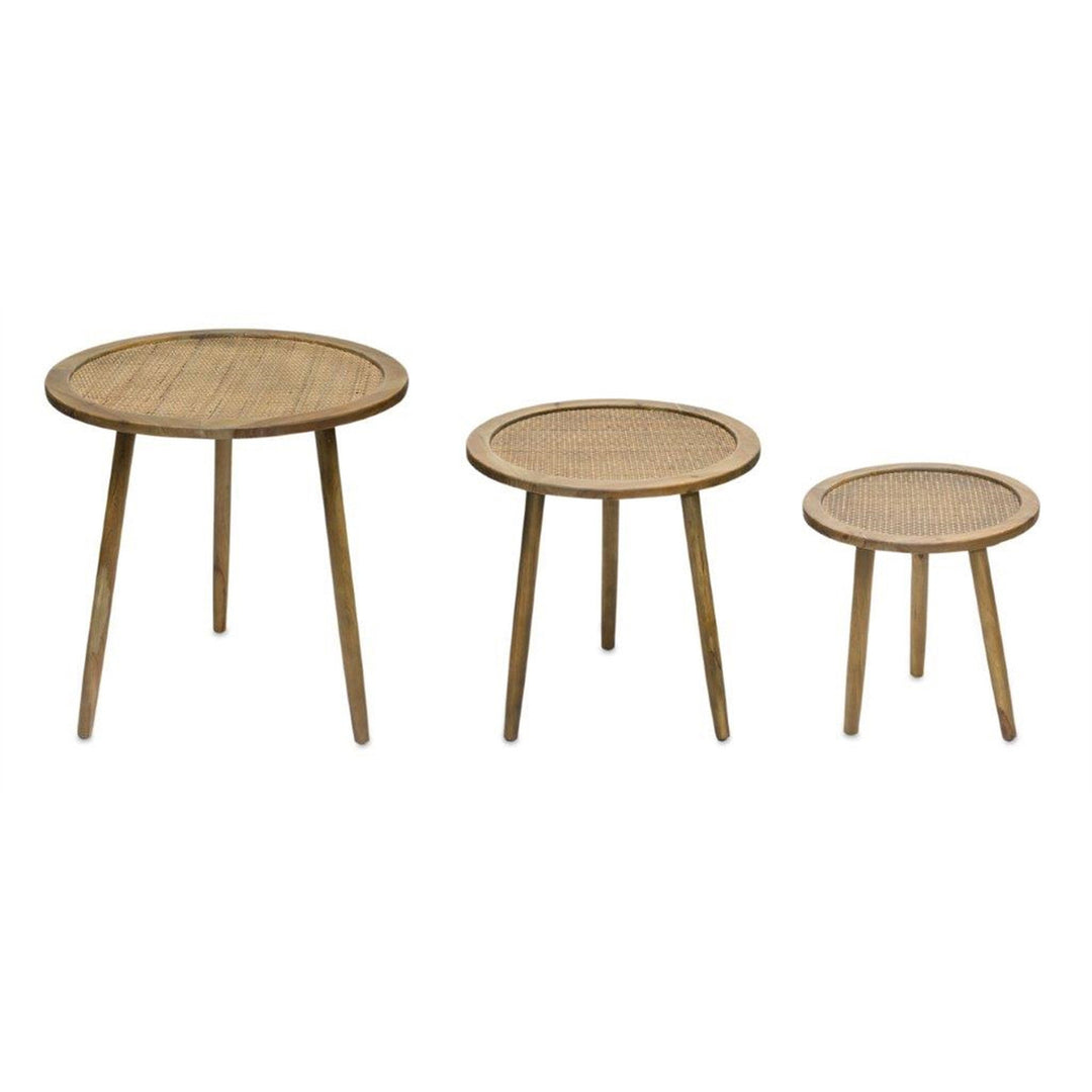 Set of Three 24" Brown Round End Tables Image 1