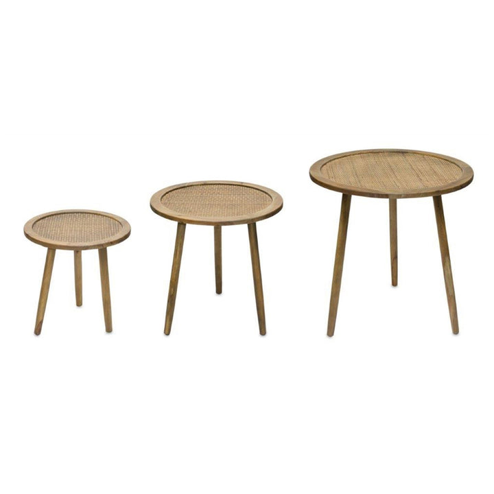 Set of Three 24" Brown Round End Tables Image 4