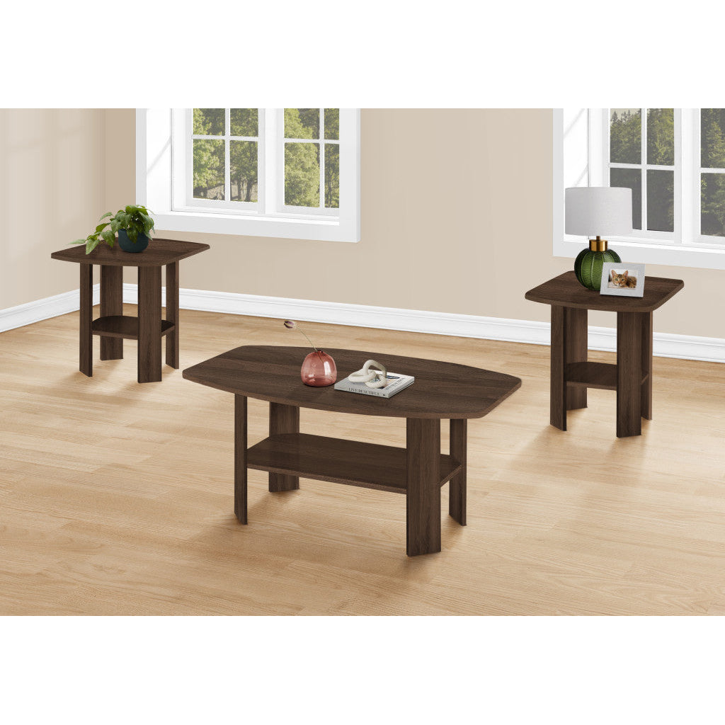 Set of Three 36" Espresso Coffee Table With Three Shelves Image 2