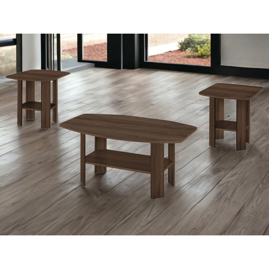 Set of Three 36" Espresso Coffee Table With Three Shelves Image 9