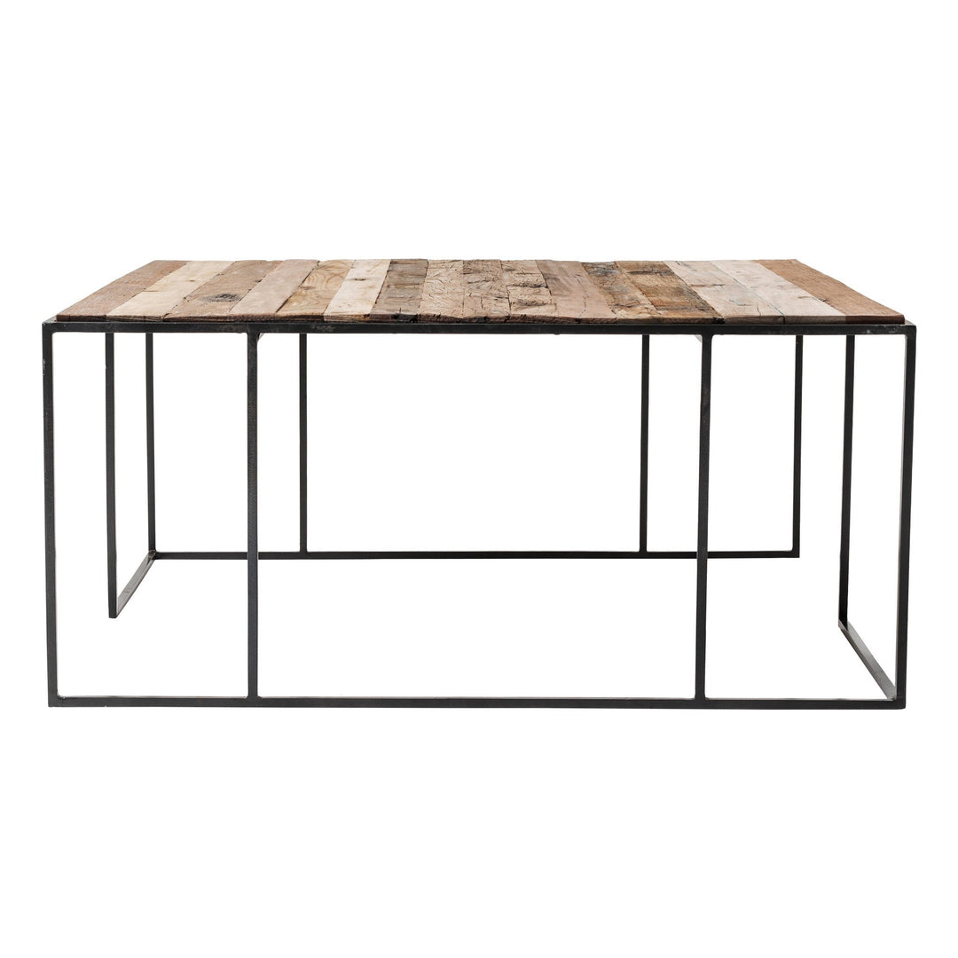 Set of Three 39" Oak And Black Solid Wood And Iron with Iron Square Nested Coffee Tables Image 6