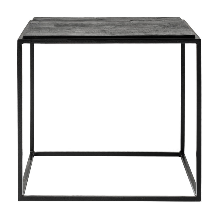 Set of Three 39" Oak And Black Solid Wood And Iron with Iron Square Nested Coffee Tables Image 8