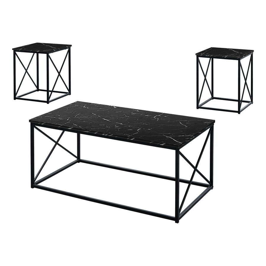 Set of Three 42" Black Metal Coffee Table Image 1