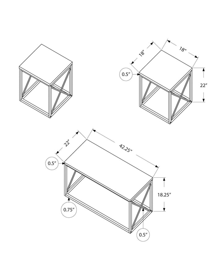 Set of Three 42" Black Metal Coffee Table Image 5