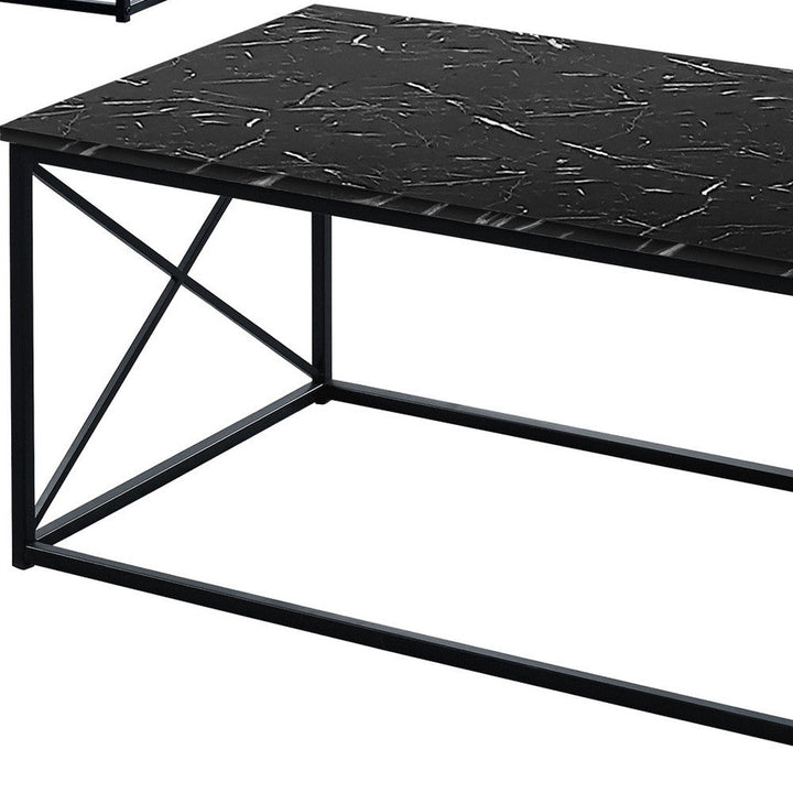 Set of Three 42" Black Metal Coffee Table Image 10