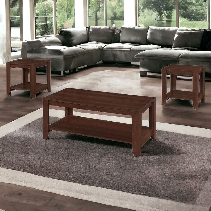 Set of Three 42" Brown Coffee Table Image 6