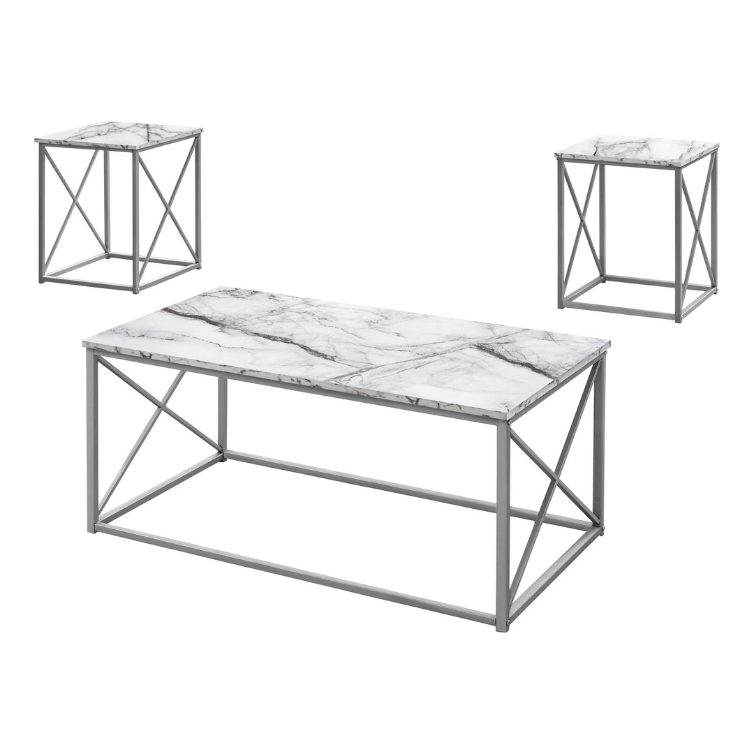 Set Of Three 42" White Rectangular Coffee Table Image 1