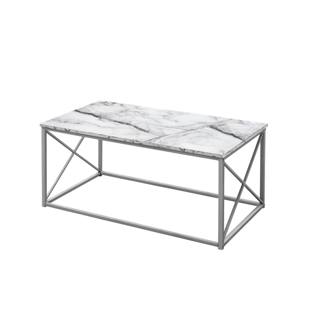 Set Of Three 42" White Rectangular Coffee Table Image 6