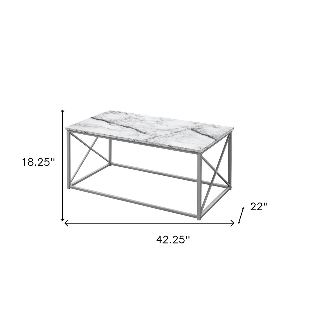 Set Of Three 42" White Rectangular Coffee Table Image 8