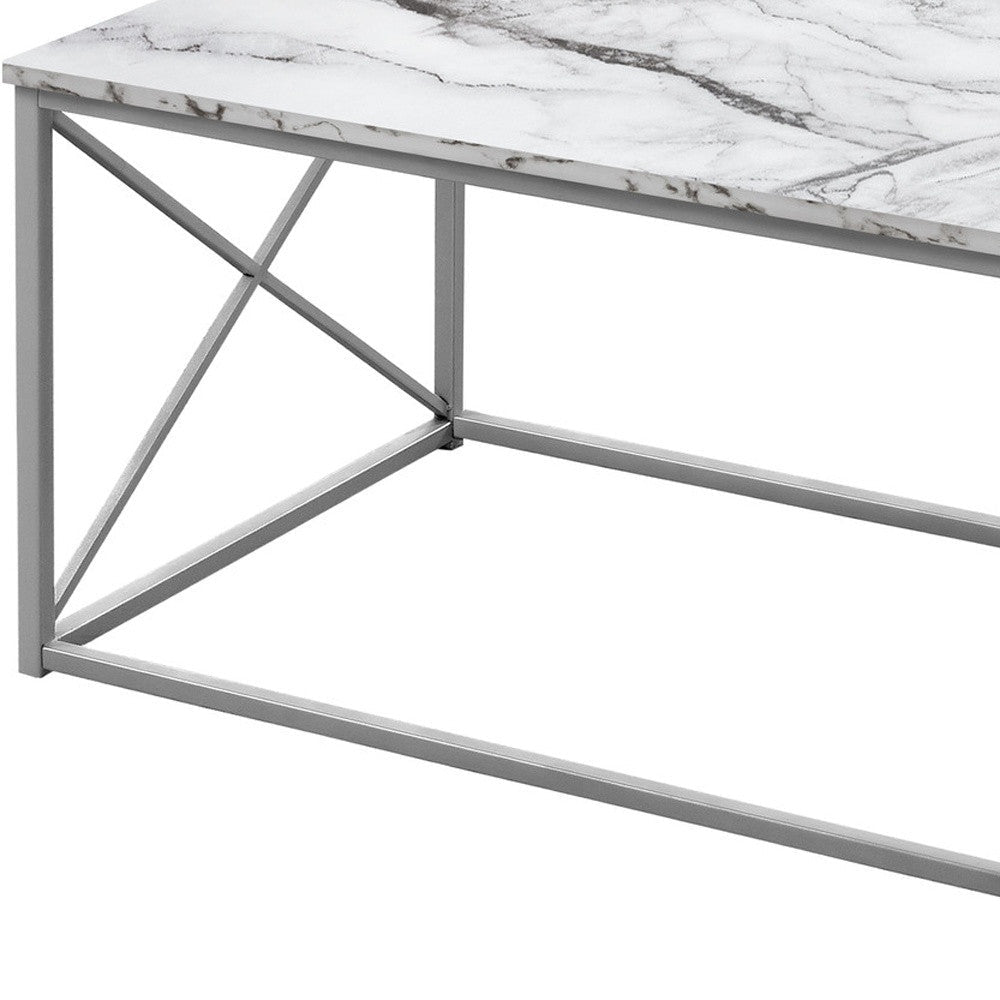 Set Of Three 42" White Rectangular Coffee Table Image 10