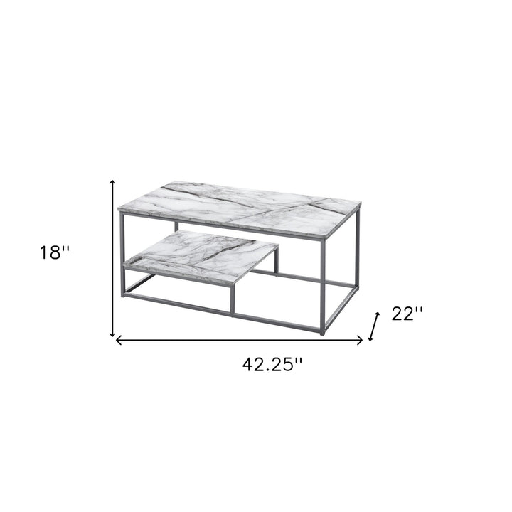 Set Of Three 42" White Rectangular Coffee Table With Shelf Image 8