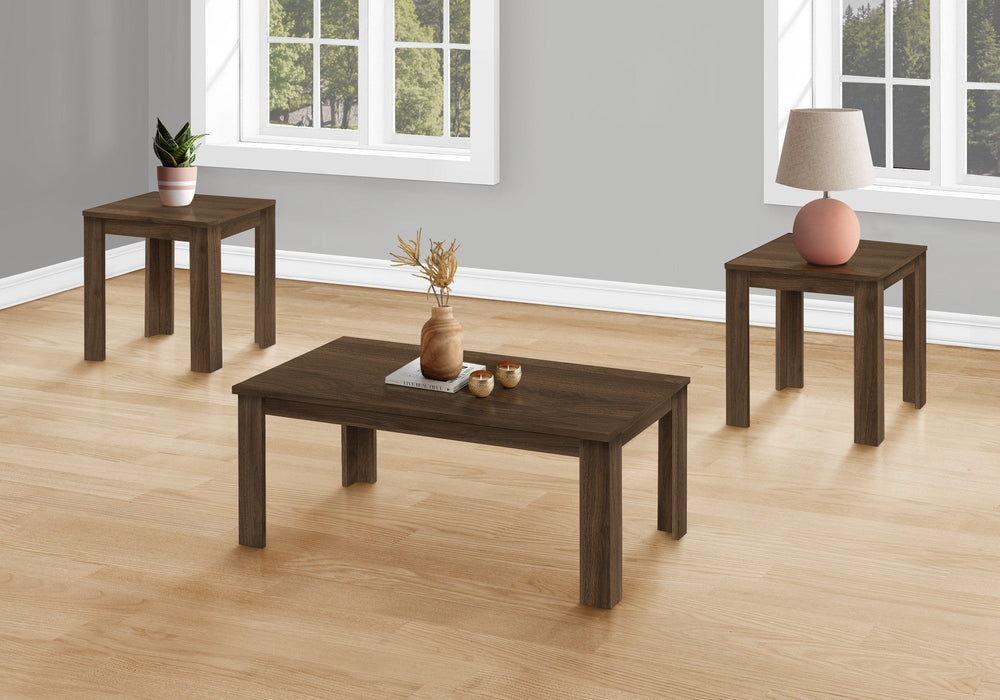 Set Of Three 44" Dark Brown Rectangular Coffee Table Image 2