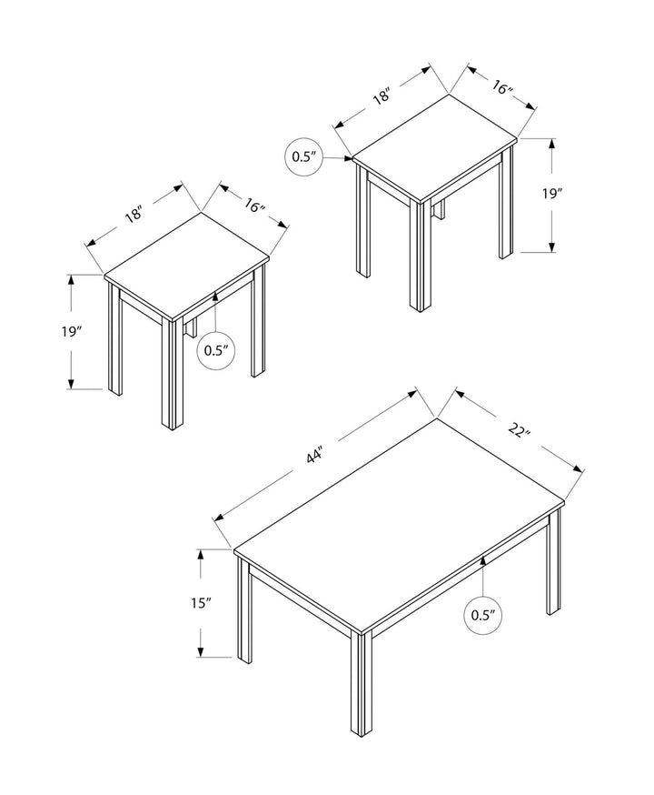 Set Of Three 44" Gray Rectangular Coffee Table Image 5