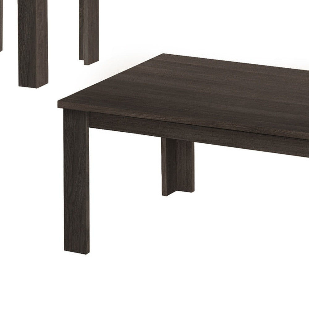 Set Of Three 44" Oak Rectangular Coffee Table Image 9