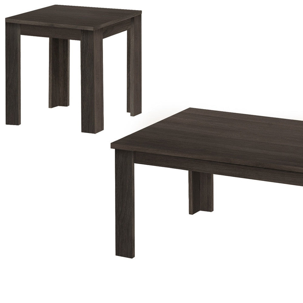 Set Of Three 44" Oak Rectangular Coffee Table Image 10