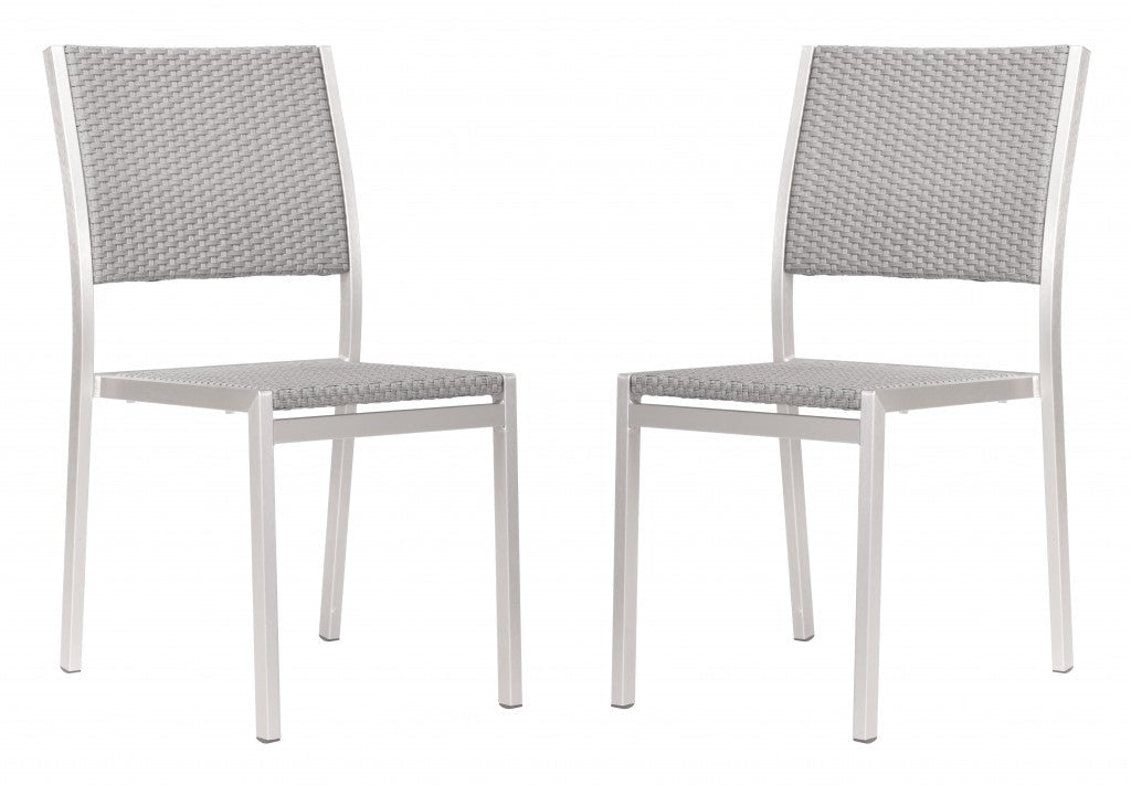 Set Of Two 18" White Aluminum Side Chair Image 1