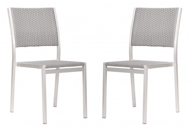 Set Of Two 18" White Aluminum Side Chair Image 1