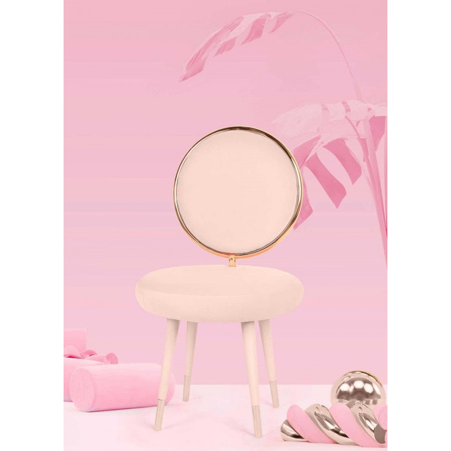 Set Of Two 21" Pink Velvet And Pink And Gold Solid Color Side Chair Image 1