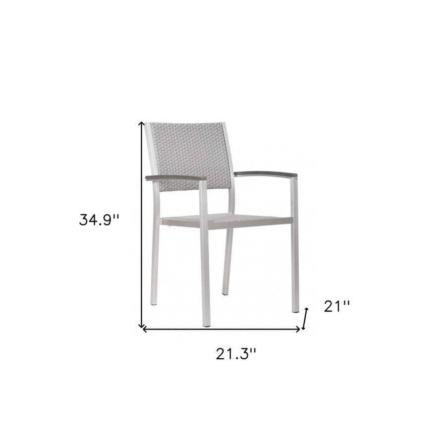 Set Of Two 21" White Aluminum Arm Chair Image 1