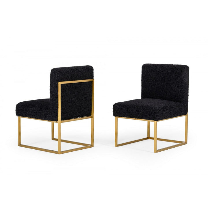 Set Of Two 23" Black And Gold Solid Color Parsons Chair Image 1