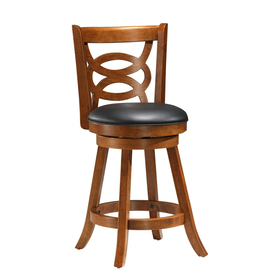 Set of Two 24 " Black And Brown Solid Wood Bar Chairs Image 1