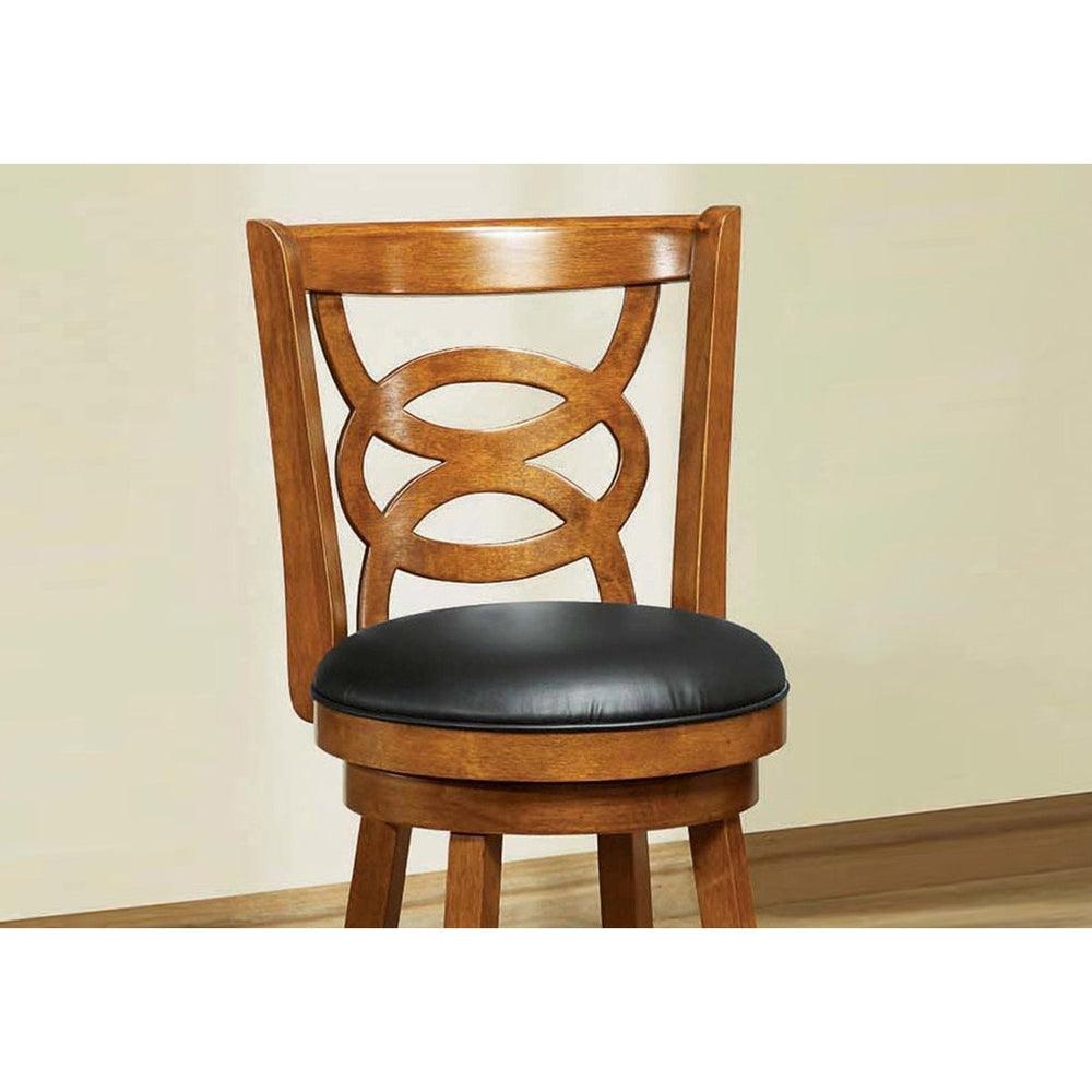 Set of Two 24 " Black And Brown Solid Wood Bar Chairs Image 2