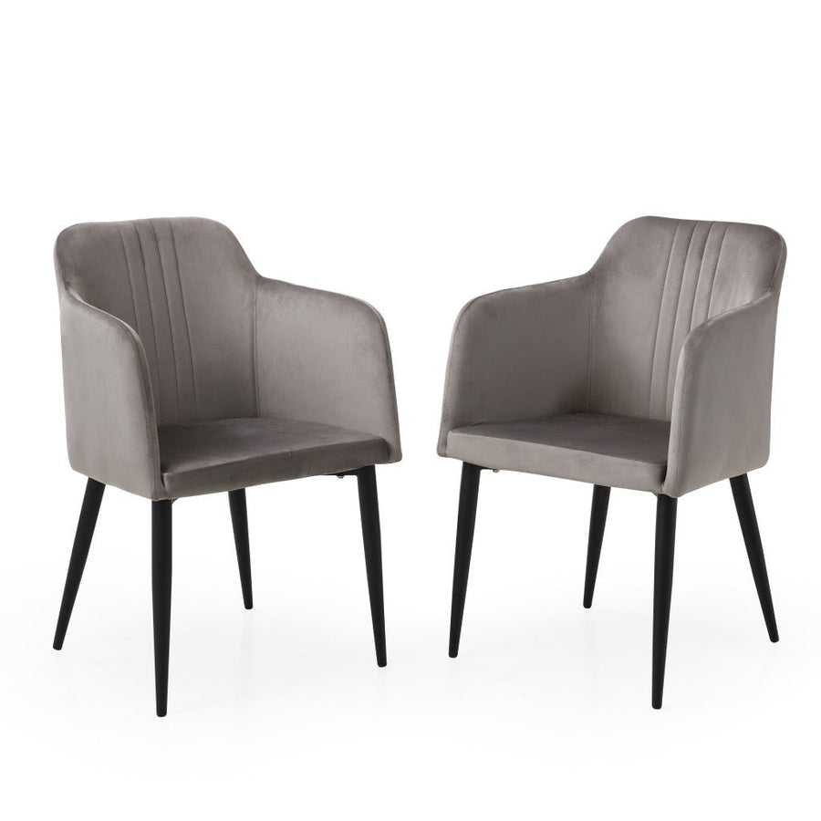 Set Of Two 23" Gray And Black Microfiber Arm Chairs Image 1