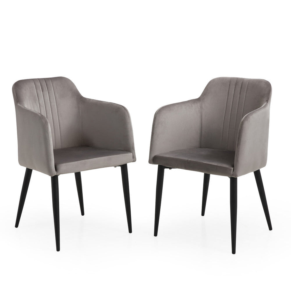 Set Of Two 23" Gray And Black Microfiber Arm Chairs Image 2