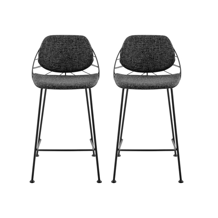 Set of Two 26" Black Steel Low Back Counter Height Bar Chairs Image 9