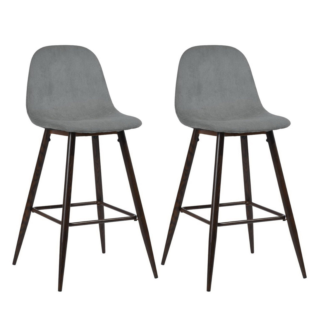 Set of Two 26" Gray And Gold Steel Counter Height Bar Chairs Image 1