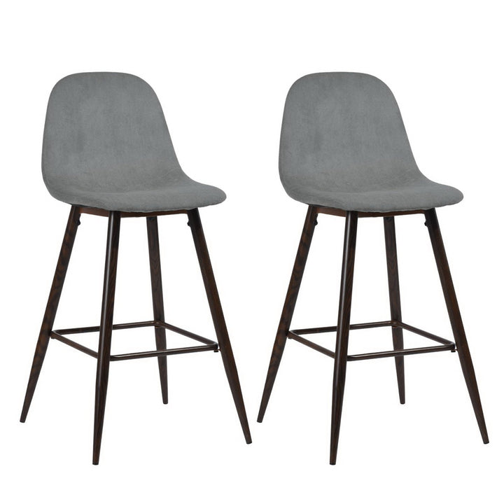Set of Two 26" Gray And Gold Steel Counter Height Bar Chairs Image 1