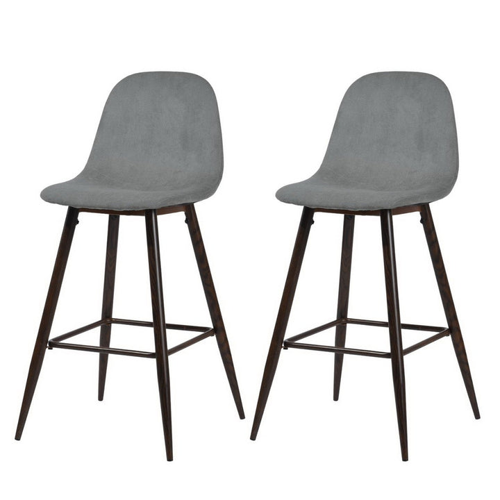 Set of Two 26" Gray And Gold Steel Counter Height Bar Chairs Image 6
