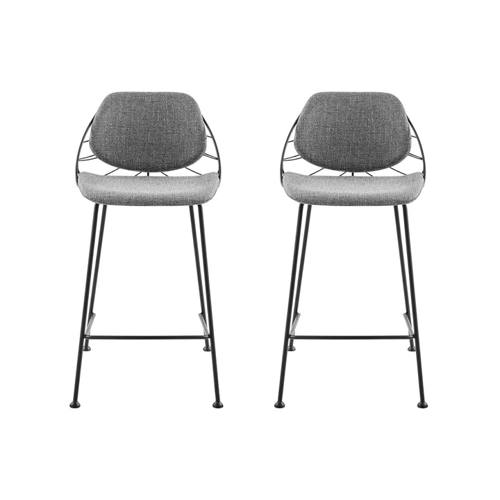 Set of Two 26" Light Gray And Black Steel Low Back Counter Height Bar Chairs Image 10