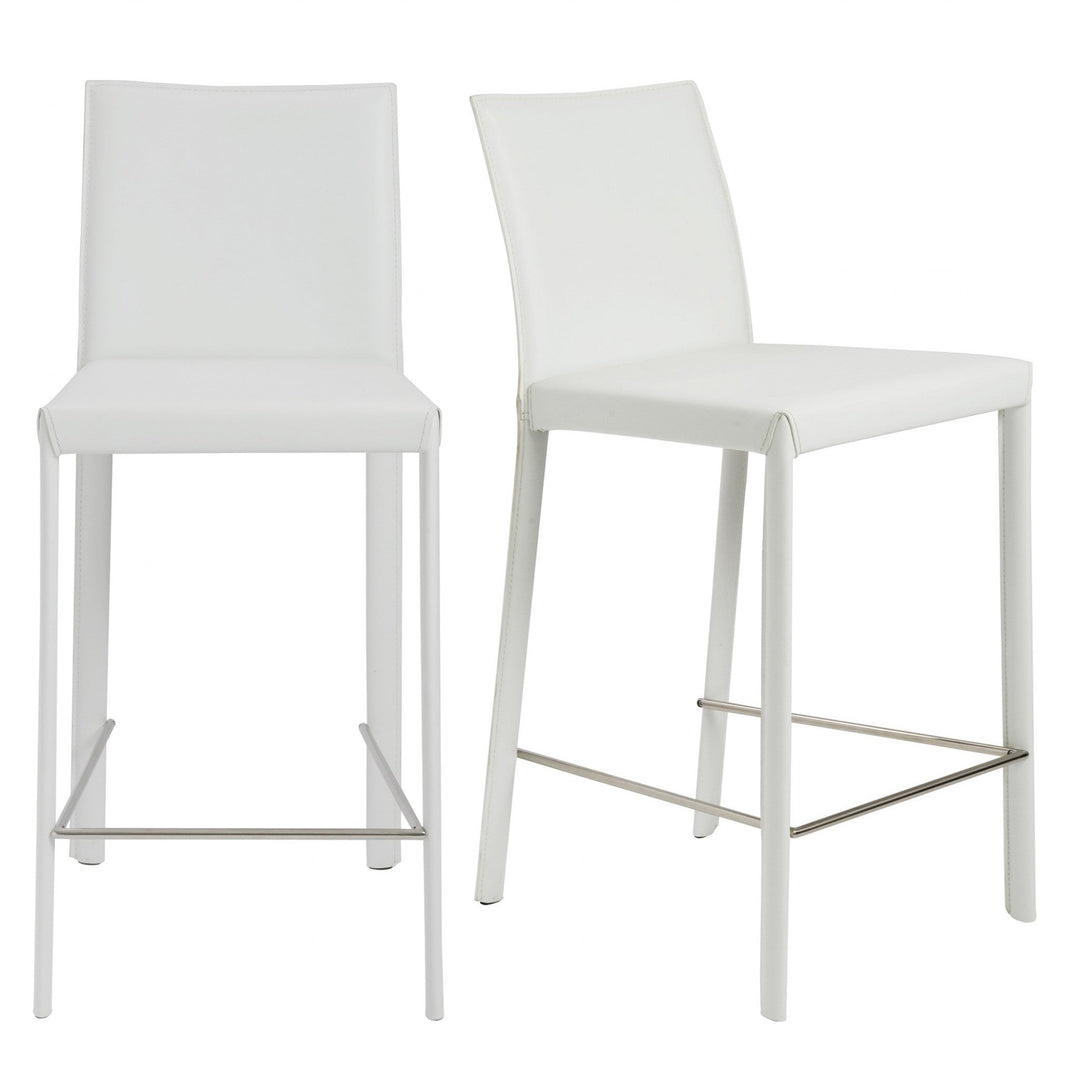 Set of Two 26" White Steel Low Back Counter Height Bar Chairs Image 5