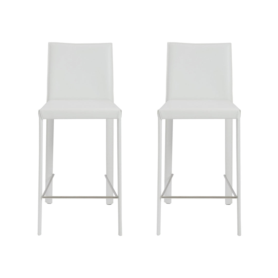 Set of Two 26" White Steel Low Back Counter Height Bar Chairs Image 7