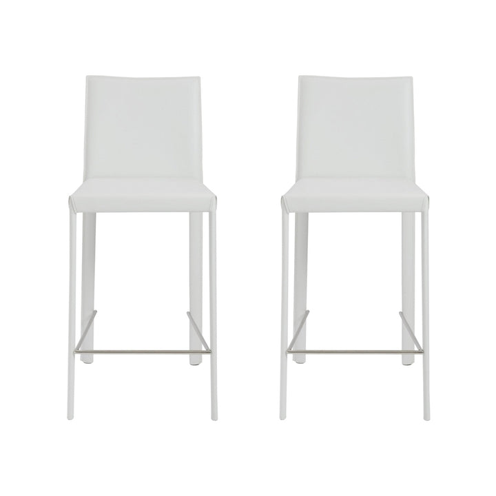 Set of Two 26" White Steel Low Back Counter Height Bar Chairs Image 7