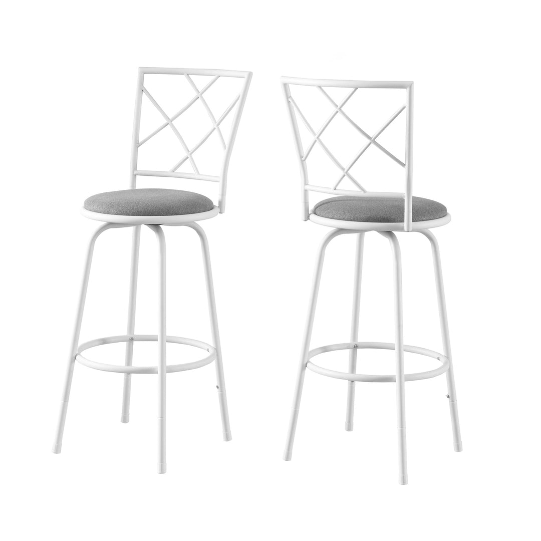 Set of Two 28 " Gray And White Metal Bar Chairs Image 1