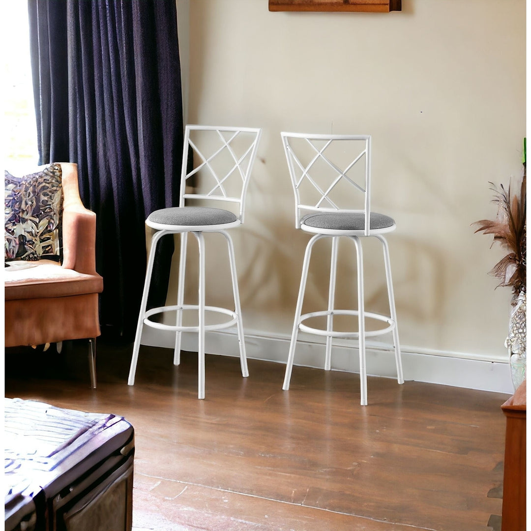 Set of Two 28 " Gray And White Metal Bar Chairs Image 7